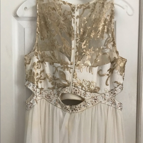 White and Gold Prom Dress - Picture 6 of 8